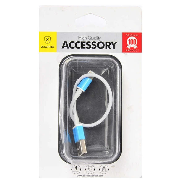 Zore Lightning Beyaz 25-30 Cm Kısa Usb Kablo - Resim 3