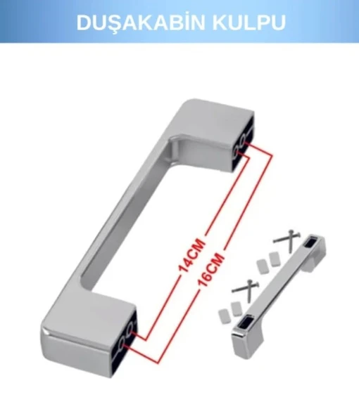 SMD Duşakabin Kapı Kulpu Krom 4'lü Set - Resim 2