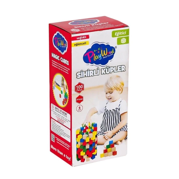 Mey İthalat® ONY-359 Ahşap Sihirli Küpler 100 Parça -Onyıl Oyuncak ürün görseli 1