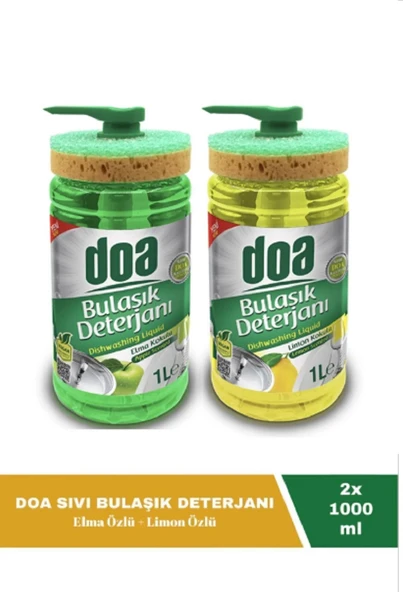 Doa Sıvı Bulaşık Deterjanı Elma ve Limon Özlü 2 x 1000 Ml ürün görseli 1