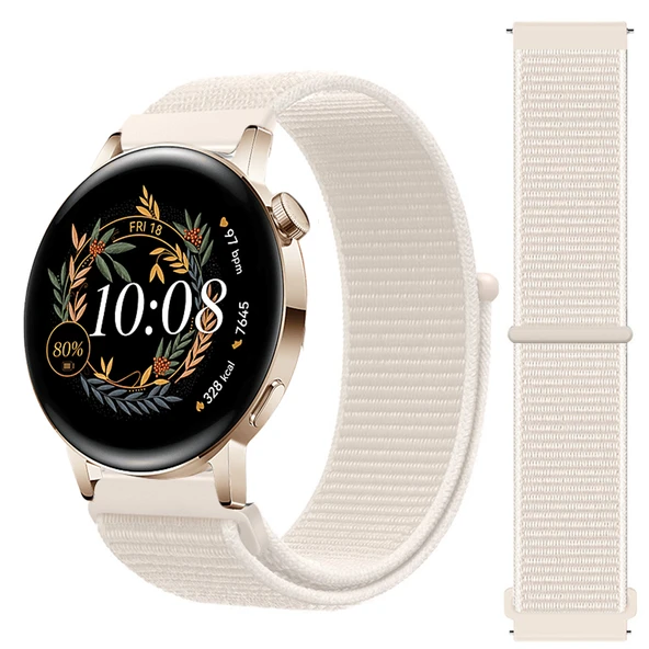 Huawei Watch GT3 42mm GT2 42mm İle Uyumlu Ayarlanabilir Cırt Cırtlı Yumuşak Spor Kumaş Örgü Kordon  Starlight ürün görseli 1