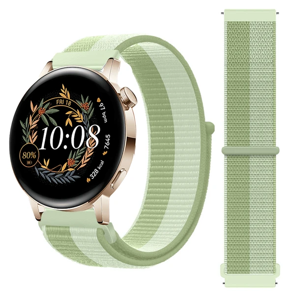 Huawei Watch GT3 42mm GT2 42mm İle Uyumlu Ayarlanabilir Cırt Cırtlı Yumuşak Spor Kumaş Örgü Kordon  Yeşil ürün görseli 1