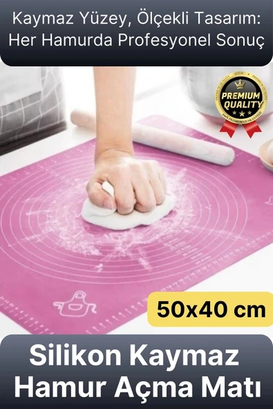 Özel Seri Isıya Dayanıklı Ölçekli Gıda Uyumlu Kaymaz Silikon Hamur Açma Yoğurma Matı Örtüsü 50x40 cm ürün görseli 1