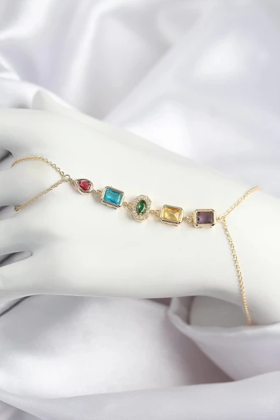 Mey İthalat® Pirinç Renkli Zirkon Taşlı Model Gold Renk Şahmeran ürün görseli 1