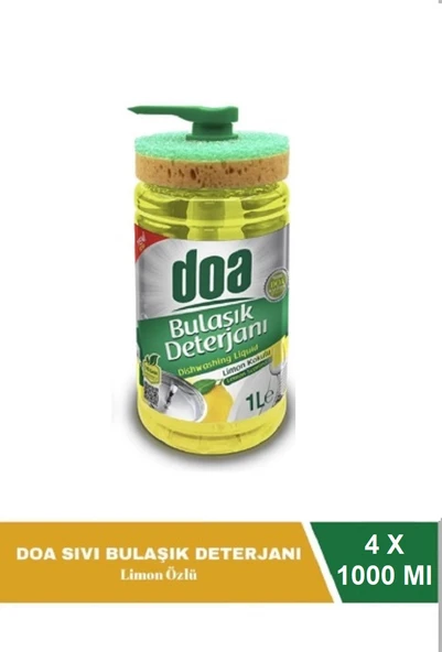 Doa Sıvı Bulaşık Deterjanı Limon Kokulu 1 Lt Süngerli x 4 Adet ürün görseli 1