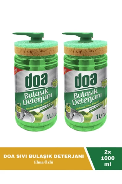 Doa Sıvı Bulaşık Deterjanı Elma Özlü 1 Lt Süngerli x 2 Adet ürün görseli 1