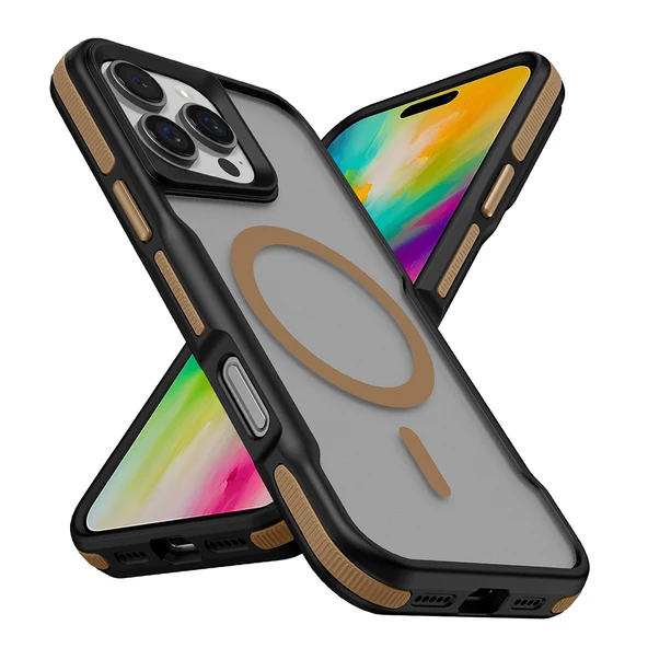 Zore Apple ile uyumlu iPhone 16 Pro Kılıf M-safe Şarj Özellikli Renkli Kenar Airbag Şeritli Lamer Kapak ürün görseli 1