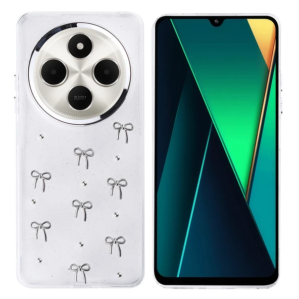 Zore Xiaomi ile uyumlu Redmi 14C 4G Kılıf Airbag Tasarımlı Simli Şeffaf Kutup Kapak ürün görseli 1