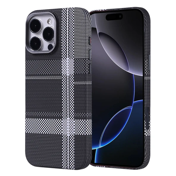 Zore Apple ile uyumlu iPhone 16 Pro Kılıf M-safe Şarj Özellikli Karbon Fiber Görünümlü Nekst Kapak ürün görseli 1