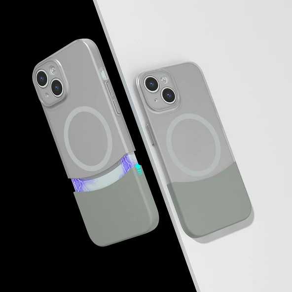 Zore Apple ile uyumlu iPhone 15 Kılıf M-Safe Şarj Özellikli Mıknatıslı Duble Kapak ürün görseli 1