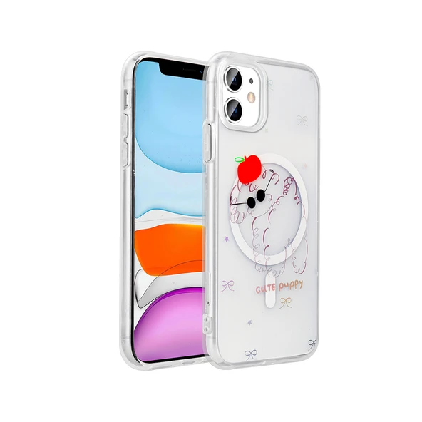 Zore Apple ile uyumlu iPhone 11 Kılıf M-Safe Şarj Özellikli Şeffaf Folk Sert Kapak ürün görseli 1