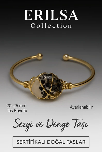 Sertifikalı Doğal Turmalinli Ay Taşı Ayarlanabilir 24K Altın Kaplama Bileklik 20-25 mm ürün görseli 1