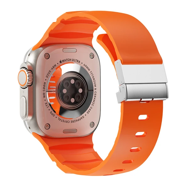 Zore Apple ile uyumlu Watch 42mm KRD-145 Metal Tokalı Silikon Kordon ürün görseli 1