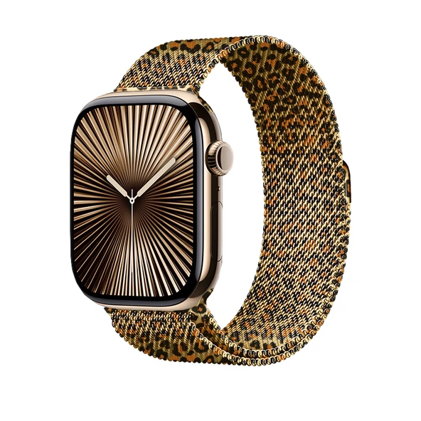 Zore Apple ile uyumlu Watch 42mm KRD-01 Leopar Desenli Metal Kordon ürün görseli 1