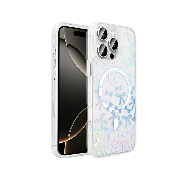 Zore Apple ile uyumlu iPhone 16 Pro Max Kılıf M-Safe Şarj Özellikli Şeffaf Folk Sert Kapak ürün görseli 1
