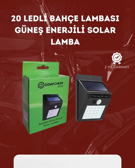 Su Geçirmez 20 LED Solar Aydınlatma | Dış Mekan için PIR Hareket Sensörü ile Akıllı Işık ürün görseli 1