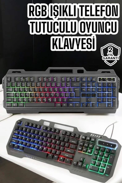 Q Klavye RGB Işıklı Klavye Ve Mouse Seti Kablolu Mouse Hediyeliş ürün görseli 1