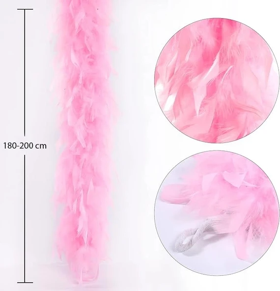 Mey İthalat® Pembe Renk Kabarık Kalın Otriş Boa Tüy 6 cm Genişlik 180-200 cm Uzunluk ürün görseli 1