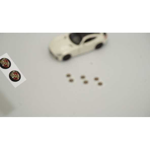 Porsche Logo Jant Torpido Direksiyon 9mm Damla Sticker Logo Seti ürün görseli 1