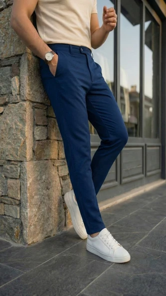 Erkek Slim Fit Dilli Kumaş Pantolon ürün görseli 1