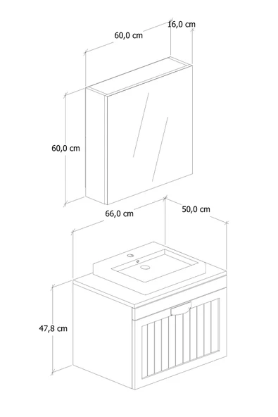 65 cm Aren Banyo Dolabı - Resim 5