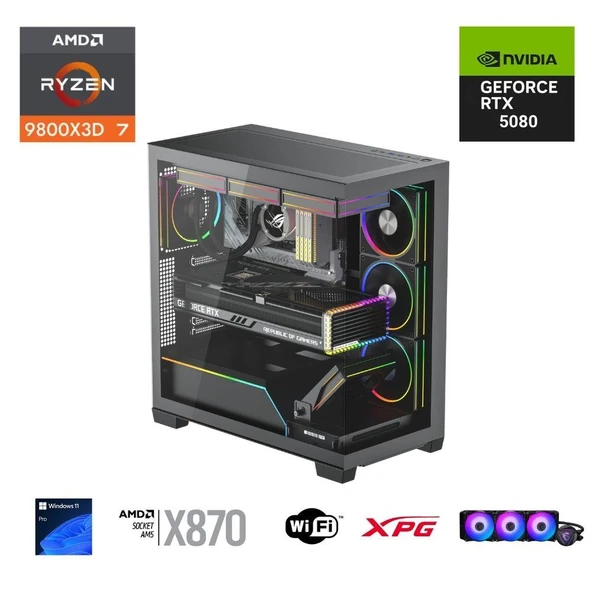 ETERNAL POWER  RYZEN 7 9800X3D 32GB DDR5 2TB M.2  RTX 5080 X870 WIFI 1000W 360M ürün görseli 1