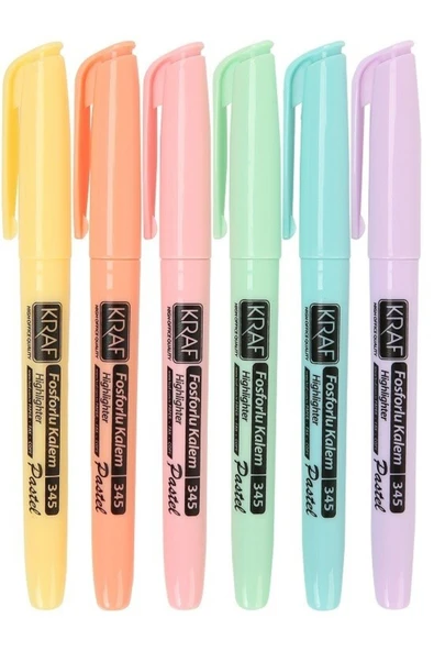 KRAF Fosforlu Kalem Pastel Kalem Tipi 345 6 Lı ürün görseli 1
