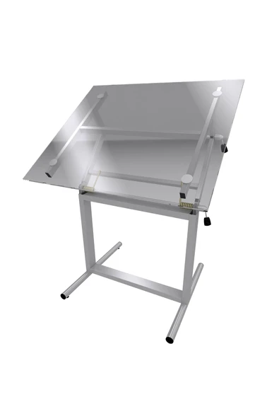 Panda 80x120 Cm Camlı Teknik Çizim Proje Masası Profesyonel Metal Yükseklik Ayarlı ürün görseli 1