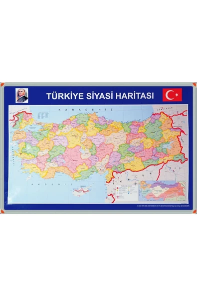 Panda 70x100 Cm Türkiye Siyasi Haritası Alüminyum Çerçeve Tablo Pano ürün görseli 1