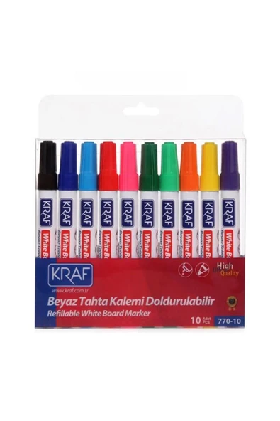 KRAF 770-10 Doldurulabilir Beyaz Tahta Kalemi 10'lu Set ürün görseli 1