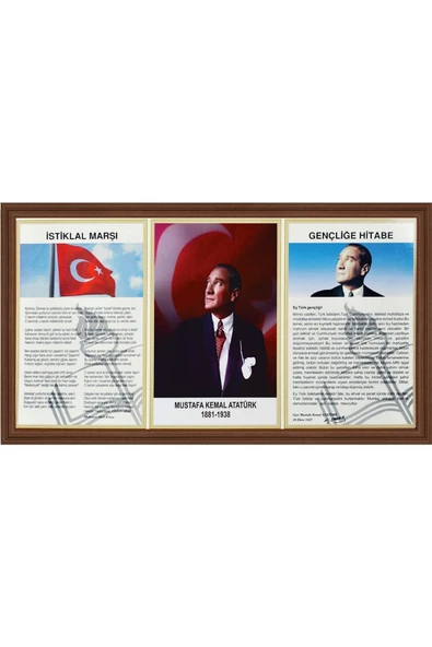 Panda 45x90 Cm Atatürk Köşesi Mdf Çerçeveli Milli Levha Tablo ürün görseli 1