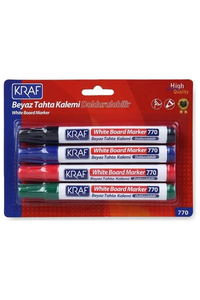 KRAF Beyaz Tahta Kalemi Doldurulabilir 770-4 4 Lü Set ürün görseli 1