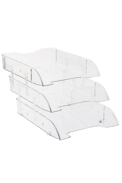 KRAF Evrak Rafı 3 Lü Raylı Şeffaf 829g - Resim 2