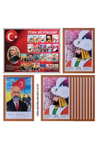 Panda 35x50 Cm 23 Lü Atatürk Köşesi Mdf Çerçeveli Türk Büyükleri Tablo ürün görseli 1