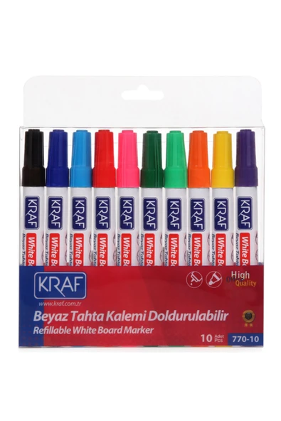 KRAF Doldurulabilir Beyaz Tahta Kalemi 10 Renk ürün görseli 1