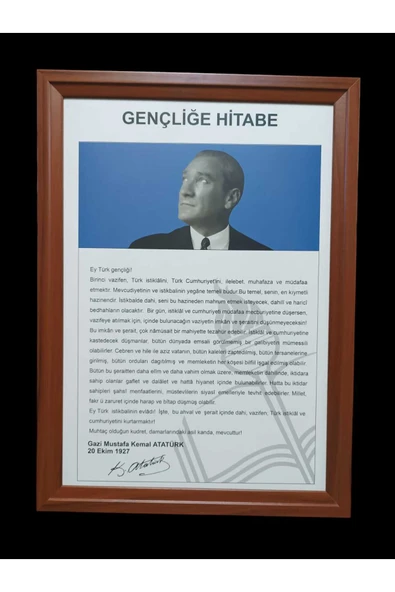 Panda Gençliğe Hitabe Portresi mdf Çerçeveli Portre Tablo Köşe 35x50cm ürün görseli 1