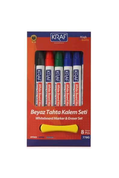 KRAF Beyaz Tahta Kalemi & Silgi Set 8'li - 778g ürün görseli 1