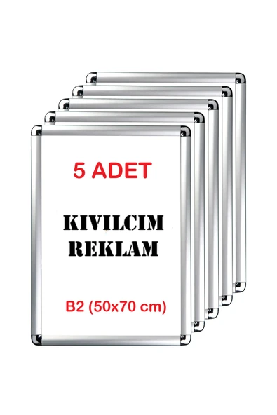 KIVILCIM PLASTİK VE REKLAM ÜRÜNLERİ 5 ADET B2 - 50x70 cm ALÜMİNYUM AÇILIR KAPANIR RONDO ÇERÇEVE ürün görseli 1