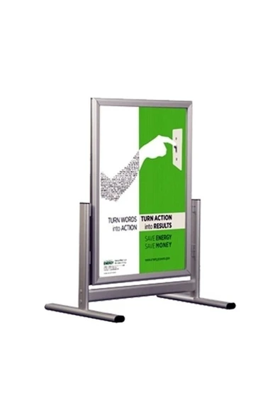 OfisDS B2 50X70 cm Çift Iki Taraflı Kısa Ayak Alüminyum Reklam Poster Kaldırım Pano ürün görseli 1