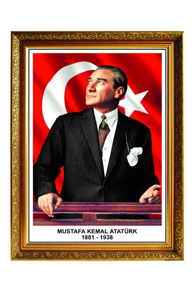 Panda 60X80 CM YALDIZLI ÇERÇEVELİ ATATÜRK PORTRE TABLO PANO-PAN640 ürün görseli 1