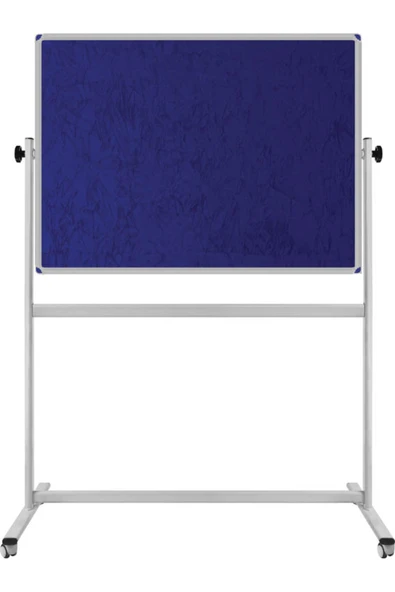 Panda 90X120 CM ÇİFT TARAFLI 360 DÖNERLİ TEKERKLİ MOBİL MAVİ KUMAŞLI PANO-PAN186 ürün görseli 1
