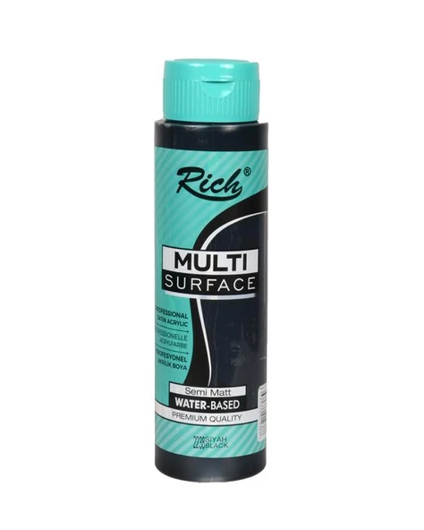 Rich Multi Surface Akrilik Boya Siyah 500cc ürün görseli 1