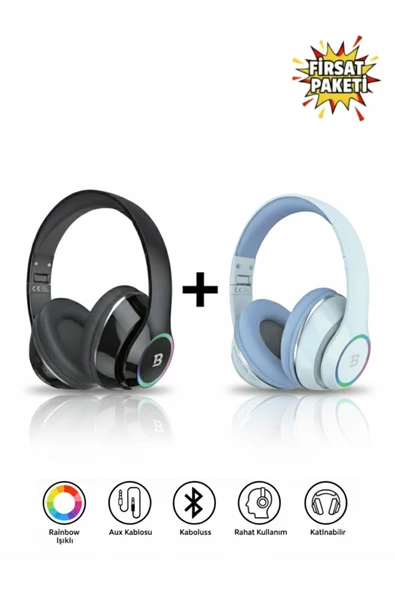 Tech&bello accessories Kablosuz Kulaküstü Siyah-Mavi Bluetooth Kulaklık Stereo-Mikrofon-aux Sd Kart HK-035 ürün görseli 1