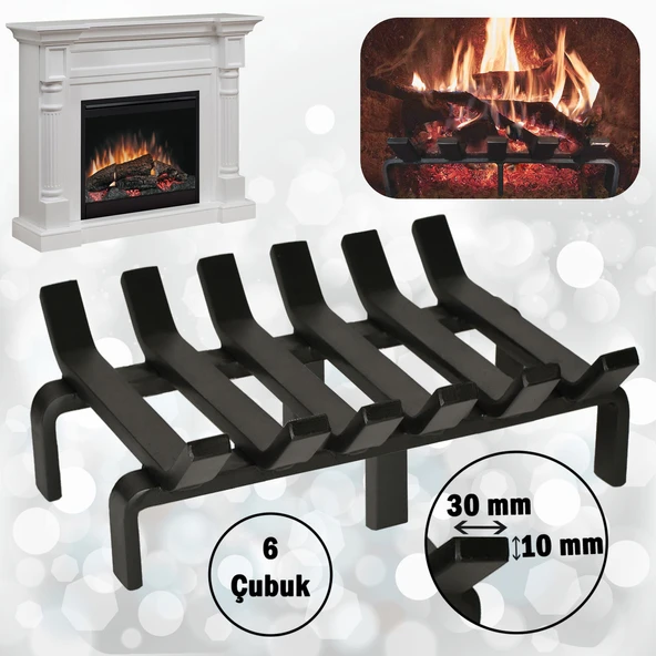 Şömine Izgarası 6 Çubuklu 36 Cm X 32 Cm Ekstra Dar Gözlü Izgara ürün görseli 1