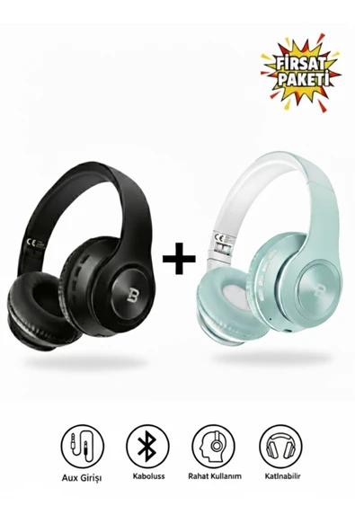 Tech&bello accessories Kablosuz Kulaküstü Siyah+Mavi Bluetooth Kulaklık Stereo-Mikrofon-aux Sd Kart HK-036 ürün görseli 1