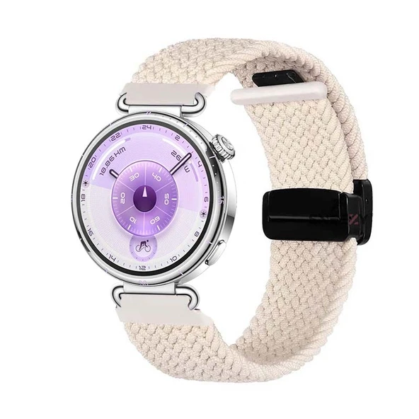 Sneezy Huawei Watch GT6 41mm İle Uyumlu FiberLink Manyetik Tokalı Kumaş Örgü Kordon  Starlight ürün görseli 1