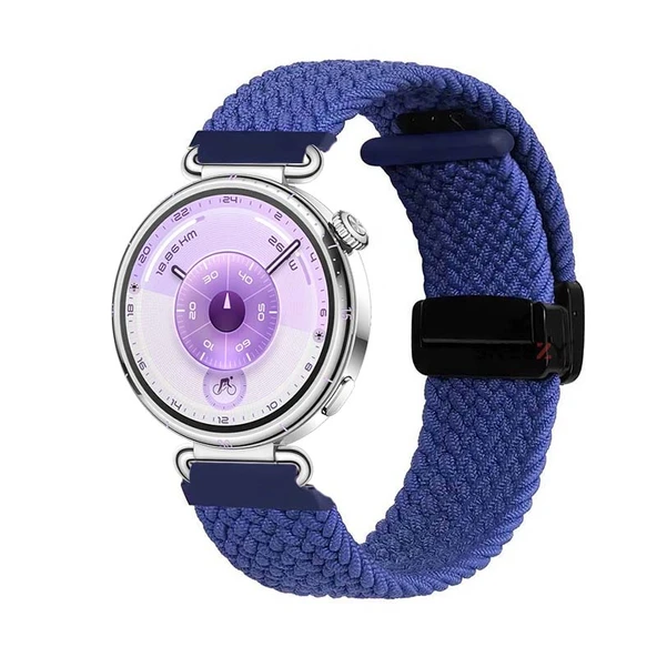 Sneezy Huawei Watch GT6 41mm İle Uyumlu FiberLink Manyetik Tokalı Kumaş Örgü Kordon  Mavi ürün görseli 1
