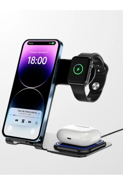 Tech&bello accessories 3'ü 1 Arada 15w Kablosuz Şarj Standı Seti Y9 ürün görseli 1