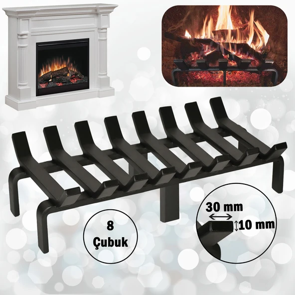 Şömine Izgarası 8 Çubuklu 48 Cm X 32 Cm Ekstra Dar Gözlü Izgara ürün görseli 1
