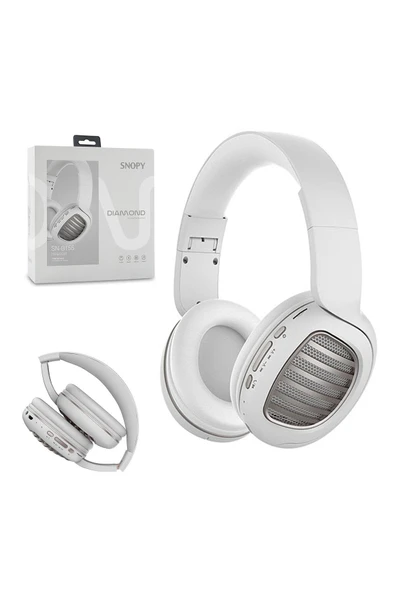 Snopy KABLOSUZ KULAK ÜSTÜ KULAKLIK MİKROFONLU BLUETOOTH SD BEYAZ SNOPY SN-BT55 ürün görseli 1